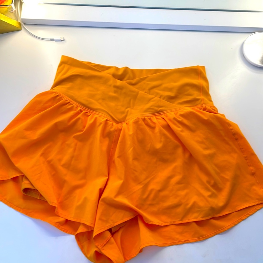 Aerie orange crossover flowy shorts